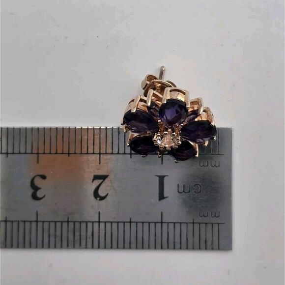 Rose Gold Plated 925 Sterling Silver Earrings Marquise Amethyst Gemstone Stud - Picture 5 of 7